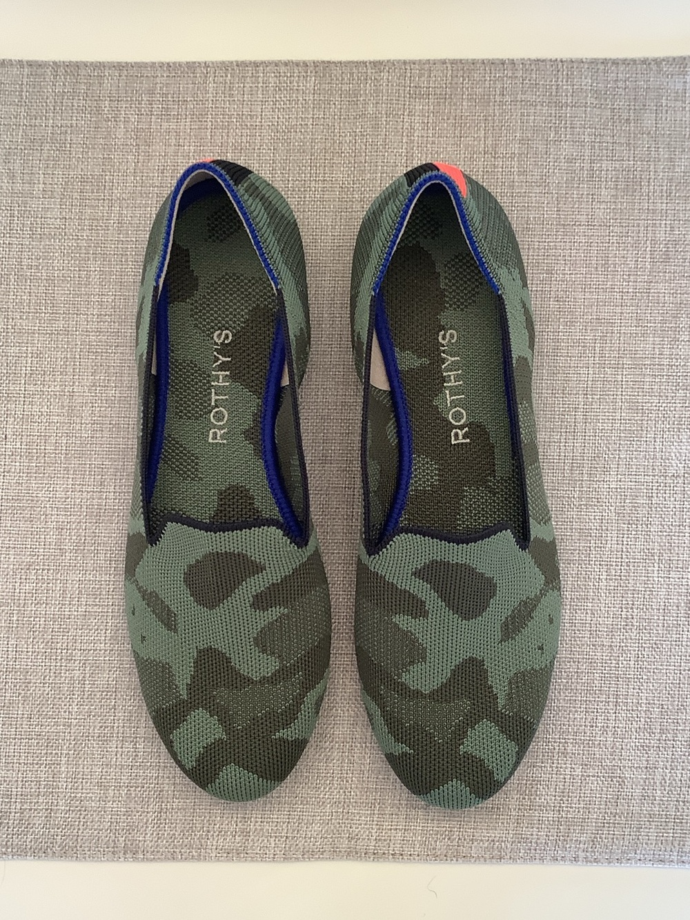 Rothy's Green Camo Daily Loafer Flats, size 8